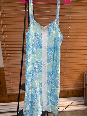 Light Blue & White Floral Midi Dress - Sleeveless Sundress